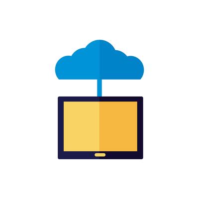 cloud computing with tablet flat style