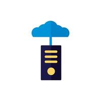 cloud computing with server flat style vector