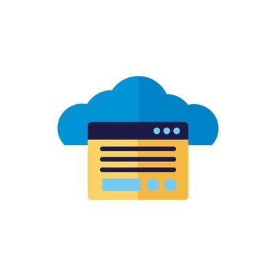cloud computing with webpage template flat style
