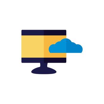 cloud computing with computer flat style vector