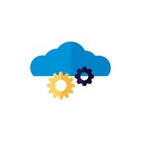 cloud computing with gears flat style vector