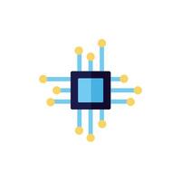 computer processor chip flat style vector