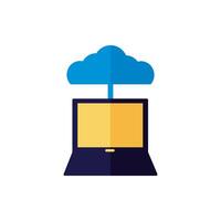 cloud computing with laptop flat style vector
