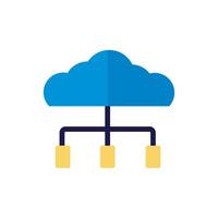 cloud computing with lines network flat style vector