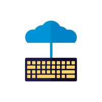 computación en la nube con teclado estilo plano vector