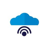 cloud computing with wifi signal flat style vector