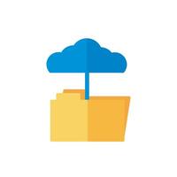 cloud computing with folder flat style vector