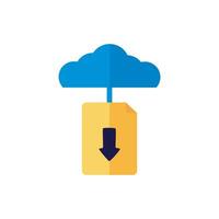 cloud computing with diocument and arrow down flat style vector