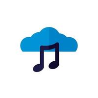 cloud computing with music notes flat style vector