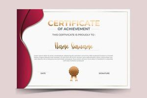 luxury certificate of appreciation award template with golden line and badge. vector