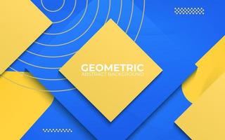 blue and yellow abstract geometric background. 3d banner vector illustration.