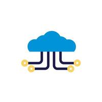 cloud computing with lines network lineal color style vector