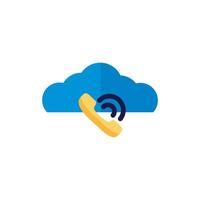 cloud computing with telephone flat style vector