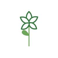 cute flower with leaf spring half color style icon vector