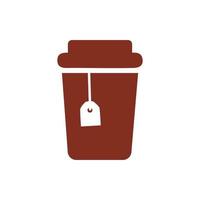 coffee drink in plastic container silhouette style vector