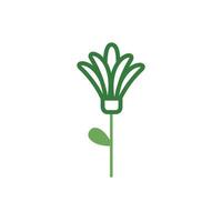 cute flower with leaf spring half color style icon vector