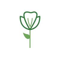 cute flower with leaf spring half color style icon vector