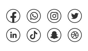 Social media Icons bundle Facebook Instagram Snapchat LinkedIn and other logo buttons vector