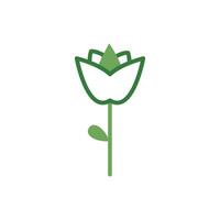 cute flower with leaf spring half color style icon vector