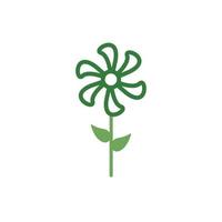 cute flower with leaf spring half color style icon vector
