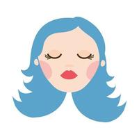 young woman with blue hair avatar character vector