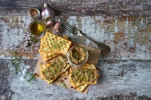 Homemade liver pate. Delicious homemade pate with spices and herbs photo