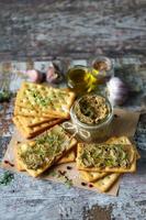 Homemade liver pate. Delicious homemade pate with spices and herbs photo