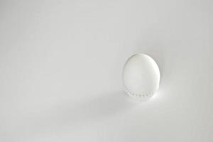 huevo blanco sobre un fondo blanco aislado con sombra. ingrediente comida sana pascua. foto