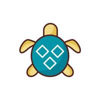 turtle sea animal line color style icon vector