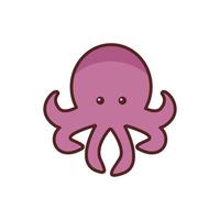 octopus sea animal line color style icon vector