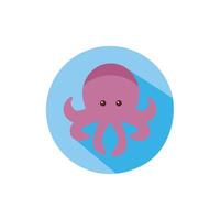 octopus sea animal block style icon vector