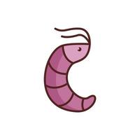 shrimp sea animal line color style icon vector