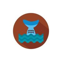 whale tail sea animal block style icon vector