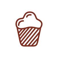 delicious sweet cupcake line style icon vector