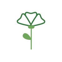 cute flower with leaf spring half color style icon vector