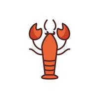 lobster sea animal line color style icon vector