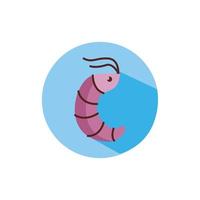 shrimp sea animal block style icon vector