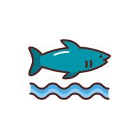 shark sea animal line color style icon vector