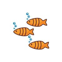 fishes sea animal line color style icon vector