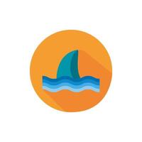 shark fin sea animal block style icon vector