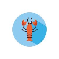 icono de estilo de bloque de animal de mar de langosta vector