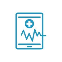 Cardiología médica ekg en icono de línea de teléfono inteligente vector