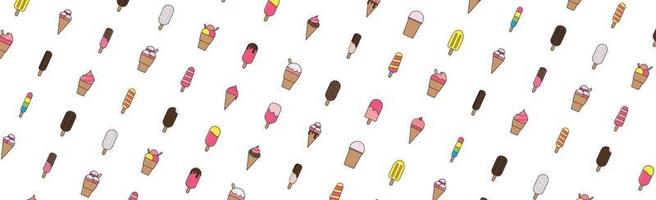 Abstract pattern of many different ice cream on a white background - Vector