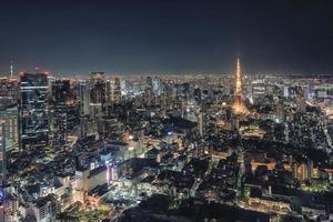 ciudad de tokio por la noche vista desde lo alto foto