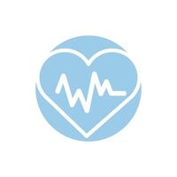 icono de bloque de pulso de cardiología de corazón médico vector