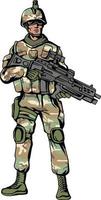 soldado en camuflaje con una pistola vector