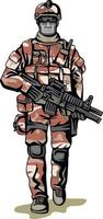 soldier in camouflage with a gun vector