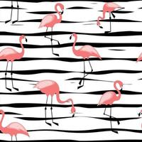 Flamingo de patrones sin fisuras en el diseño de fondo rayado para tela y decoración vector