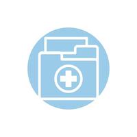 medical cross in folder documents block style vector