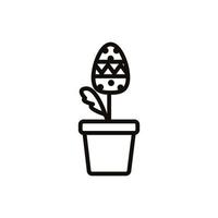 beautifull egg painted in pot spring line style vector